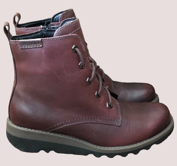 Josef Seibel burgundy combat boots - Picture 6 of 7